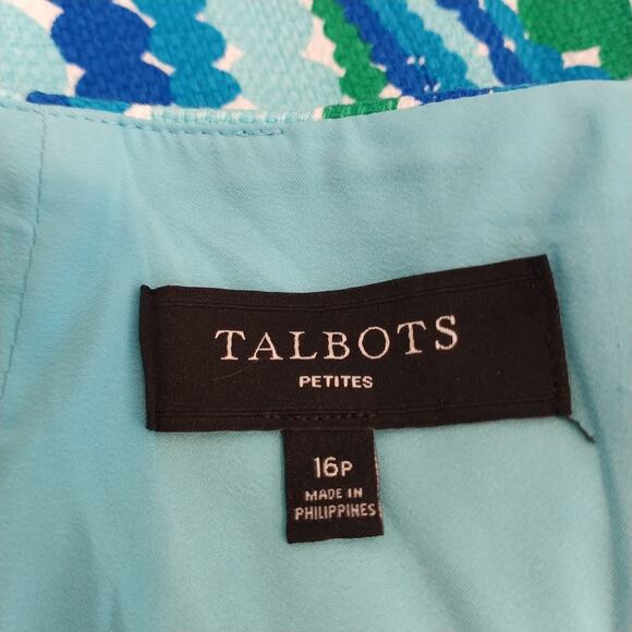 Talbots Pencil Skirt Blue Green Circle Geometric Cotton - Picture 8 of 8